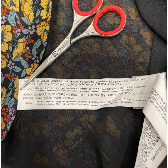 Zara V-Neck Floral Mini Dress Small Long Peasant Sleeves Flowy Prairie Boho - Picture 4 of 10